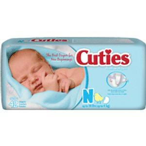 Cuties&#194;&#174; Baby Diaper Size Newborn, Up to 10 lb