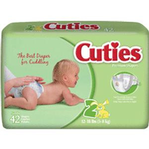 Prevail Cuties Baby Diapers Size 2, 12 - 18 Lbs.