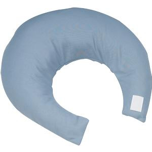 Comfy Crescent Pillow With Blue Satin Zippered Cover