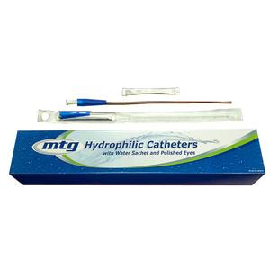 Mtg Hydrophilic Straight Tip Male Intermittent Catheter, 14 Fr, 16&quot; Soft Vinyl Catheter With Sterile Water Sachet And Handling Sleeve