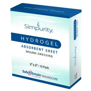 Simpurity Hydrogel Dressing With Adhesive Border, 2&quot; X 2&quot;