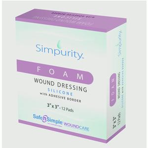 Simpurity Foam Wound Dressing Bordered Silicone, 3&quot; X 3&quot;