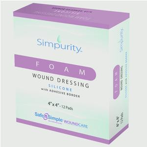 Simpurity Foam Wound Dressing Bordered Silicone, 4&quot; X 4&quot;