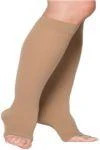 Calf-High Compression Stockings, Medium Long, Open Toe, Beige