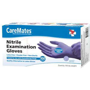 Caremates Nitrile Powder-free Textured Examination Gloves, Small