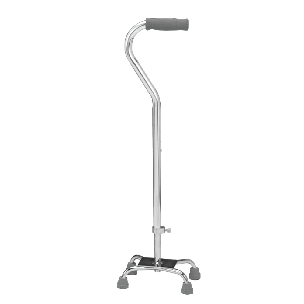 Carex Health Brands Offset Quad Cane Small Silver, 28&quot; to 37&quot; Height Adjustment with 1&quot; Increments, 7/8&quot; Tip