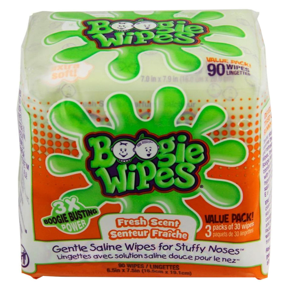 Boogie Wipes Natural Saline, 90 Ct, Fresh