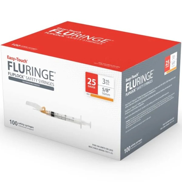 Easy Touch Fluringe Safety Syringes Box/100