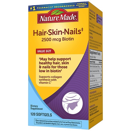 Nature Made Hair, Skin and Nails with Biotin 2500 mcg Softgels N/A, 1 Softgel - 120.0 ea