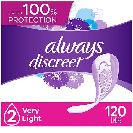 Always Discreet Incontinence Liners, Very Light Absorbency, Regular Length 2 - 120.0 ea