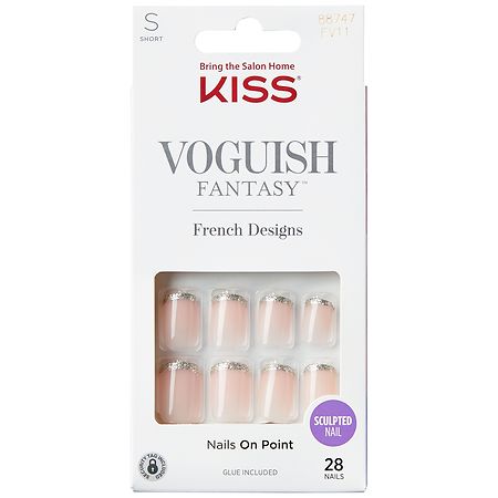 Kiss Voguish Fantasy Fake Nails Ready-To-Wear DIY Manicure, Bisous - 28.0 ea