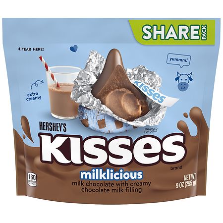 Hershey's Kisses Milklicious Milk Chocolate with Creamy Chocolate Milk Filling Share Pack - 9.0 oz