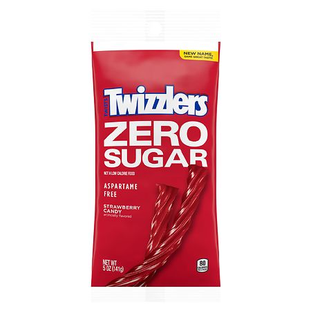 Twizzlers Twists Strawberry Flavored Sugar Free Chewy Candy, Low Fat, Bag Strawberry - 5.0 oz