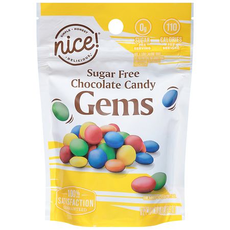 Nice! Sugar Free Chocolate Candy Gems - 3.5 OZ