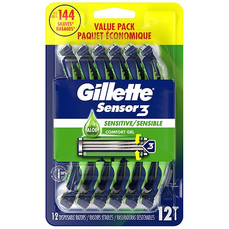 Gillette Sensitive Men's Disposable Razors - 12.0 ea