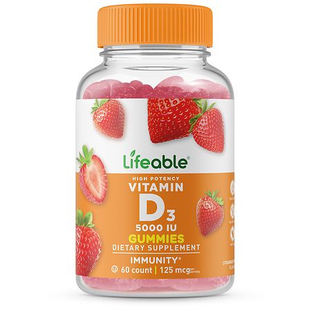 Lifeable Vitamin D3 5000 IU - Immunity - Gummies Strawberry - 60.0 EA