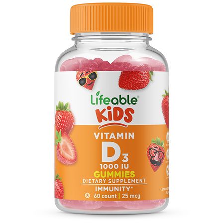 Lifeable Kids Vitamin D3 1000 IU - Immunity - Gummies Strawberry - 60.0 EA