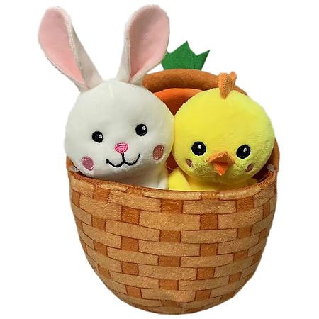 Happy Go Fluffy Plush Toy Basket - 1.0 ea
