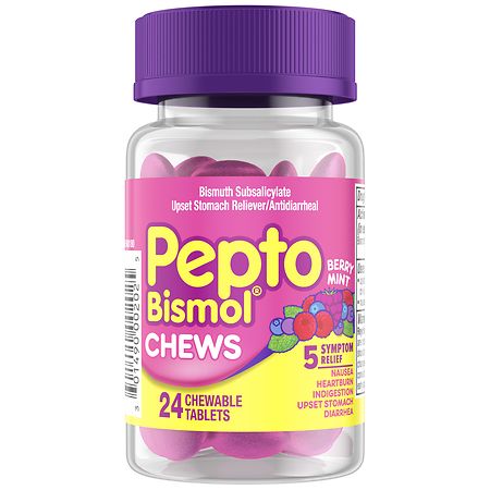 Pepto-Bismol Fast 5 Symptom Relief Chews Berry Mint - 24.0 ea