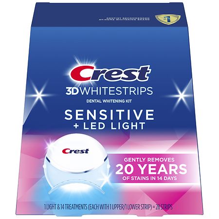 Crest 3DWhitestrips Sensitive + LED Light At-Home Teeth Whitening Kit - 14.0 ea