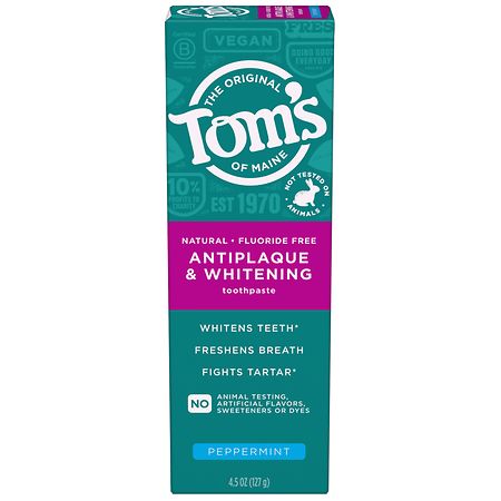 Tom's of Maine Antiplaque & Whitening Toothpaste Fluoride Free - 4.5 oz