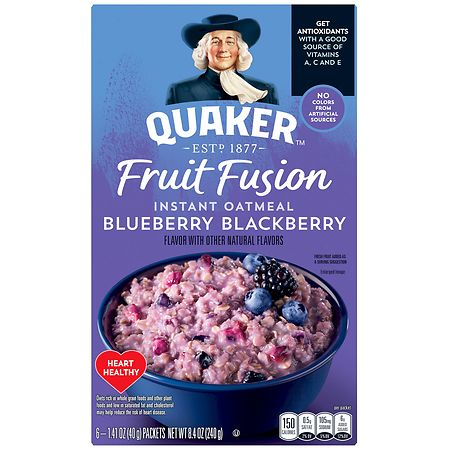 Quaker Oats Instant Oatmeal Fruit Fusion Blueberry and Blackberry - 1.41 oz x 6 pack