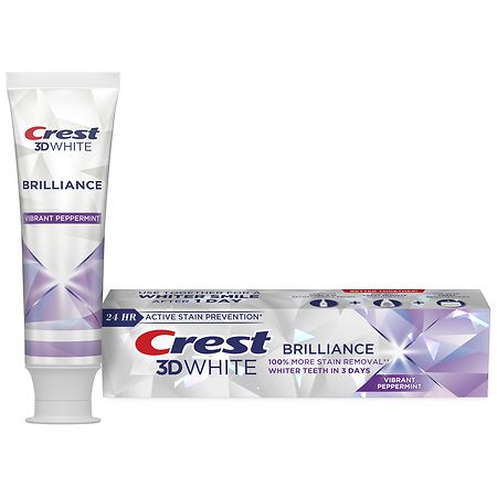 Crest 3D White Brilliance Teeth Whitening Toothpaste Vibrant Peppermint - 2.4 oz