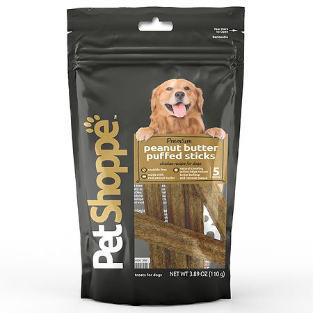 PetShoppe Premium Dog Treats Puffed Sticks Peanut Butter - 3.89 oz