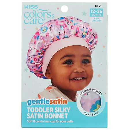 Kiss Colors & Care Satin Bonnet, Toddler Silky, Pink Unicorn, 12-36 Months - 1.0 ea