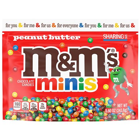 M&M's Minis Peanut Butter Milk Chocolate Candy, Sharing Size, Resealable - 8.6 oz
