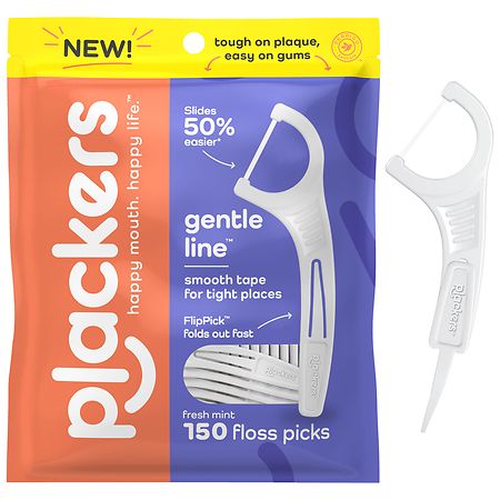 Plackers Gentle Line Floss Picks, Fold-Out FlipPick Fresh Mint - 150.0 ea