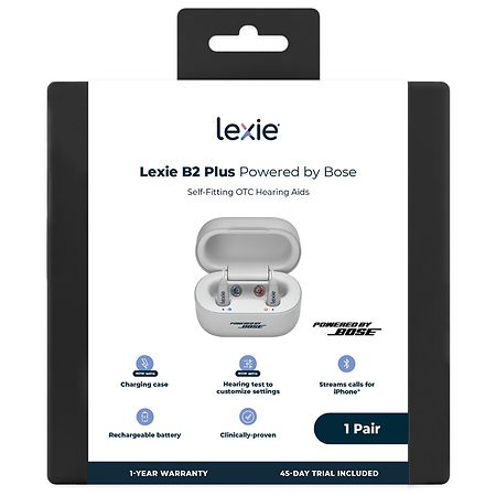 Lexie Hearing B2 Plus OTC Rechargeable Self-Fitting Hearing Aids Powered by Bose for Adults - 1.0 pr