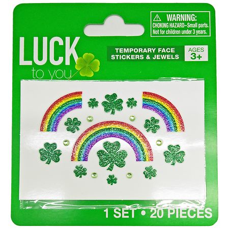 Festive Voice St. Patrick's Day Rainbow Face Stickers - 1.0 set