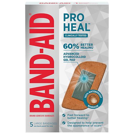 Band Aid Brand Pro Heal Bandages + Hydrocolloid Pads Large - 5.0 ea