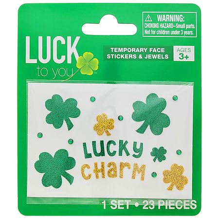 Festive Voice St. Patrick's Day Green Clover Face Stickers - 1.0 set