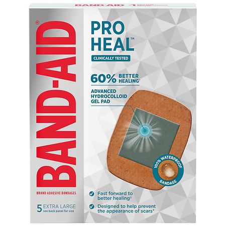 Band Aid Brand Pro Heal Bandages + Hydrocolloid Pads Extra Large - 5.0 ea