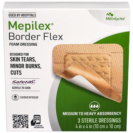 Mepilex Border Flex Flexible, All-In-One Silicone Foam Adhesive Dressing 4 x 4 - 3.0 ea
