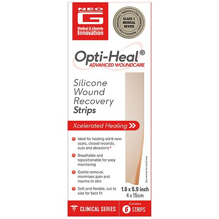 Neo G Opti-Heal Silicone Recovery Strips 1.6 x 6 - 6.0 ea