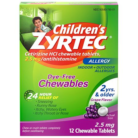 Children's Zyrtec 24 Hour Children's Allergy Chews Grape - 12.0 ea