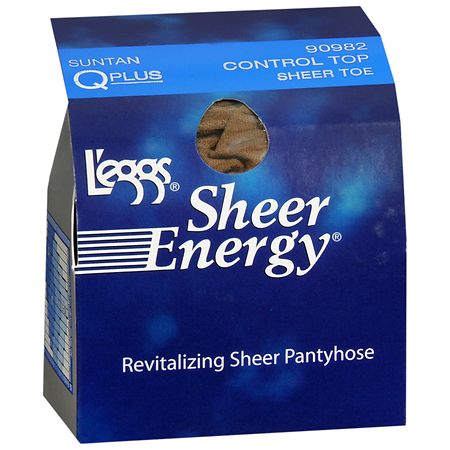 L'eggs Sheer Energy Revitalizing Sheer Pantyhose, Sheer Toe, Control Top - Size Q+, Tan 1.0 pr