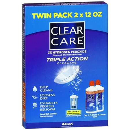 Clear Care Triple Action Cleaning & Disinfecting Solution - 24.0 oz x 2 pack